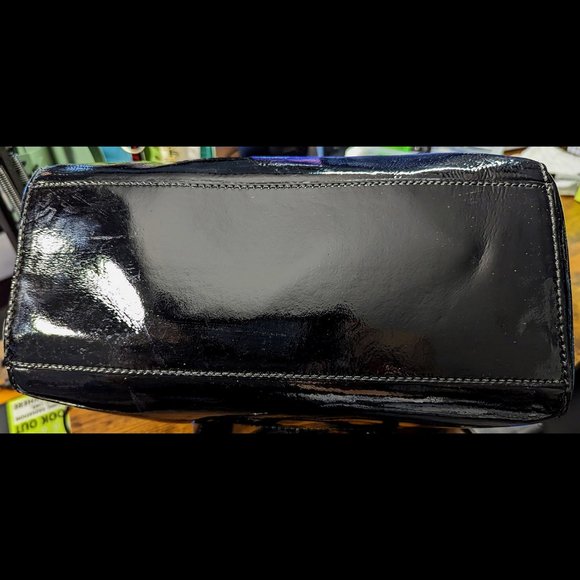 Kate Spade Wellesley Alessa Patent Black Cream Satchel Purse - Picture 7 of 8